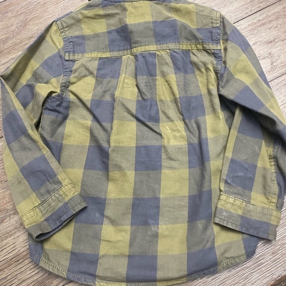 Old Navy 3T boys button up plaid yellow/green long sleeve shirt - Picture 7 of 8